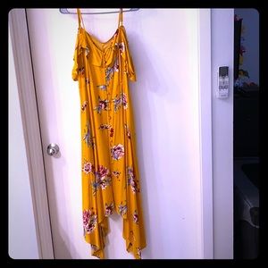 Tropical cold shoulder dress